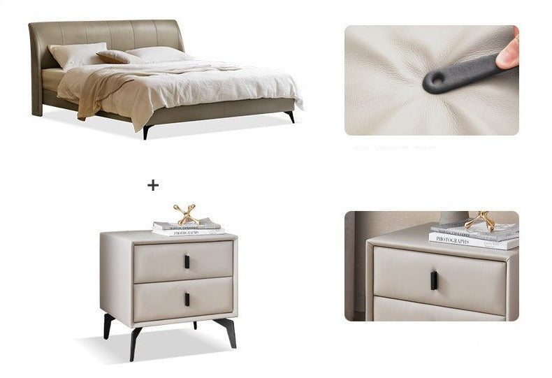 Yellow Cowhide Luxe Wood Bed