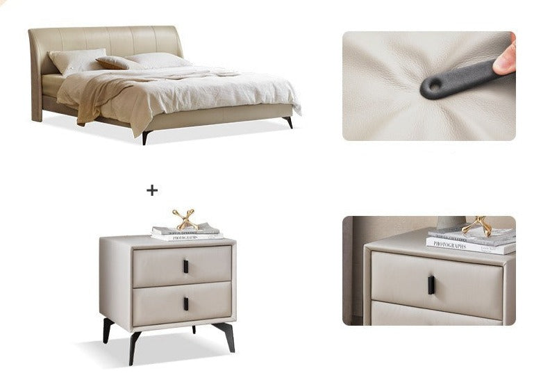 Yellow Cowhide Luxe Wood Bed