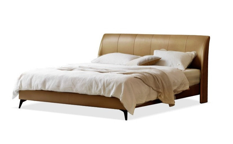Yellow Cowhide Luxe Wood Bed