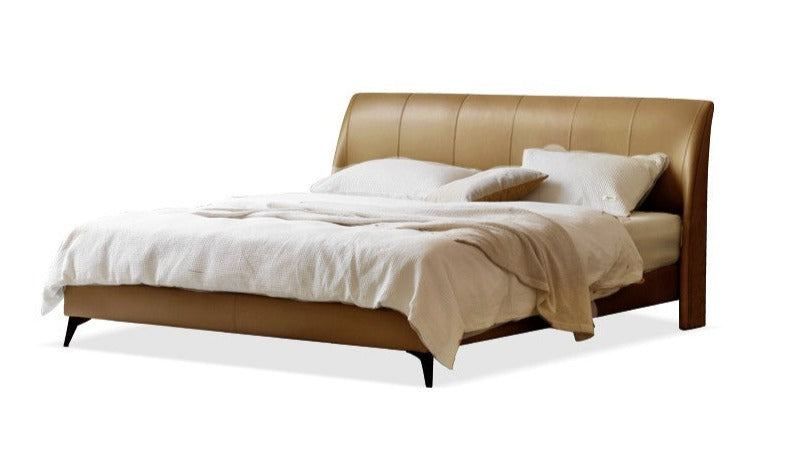 Yellow Cowhide Luxe Wood Bed