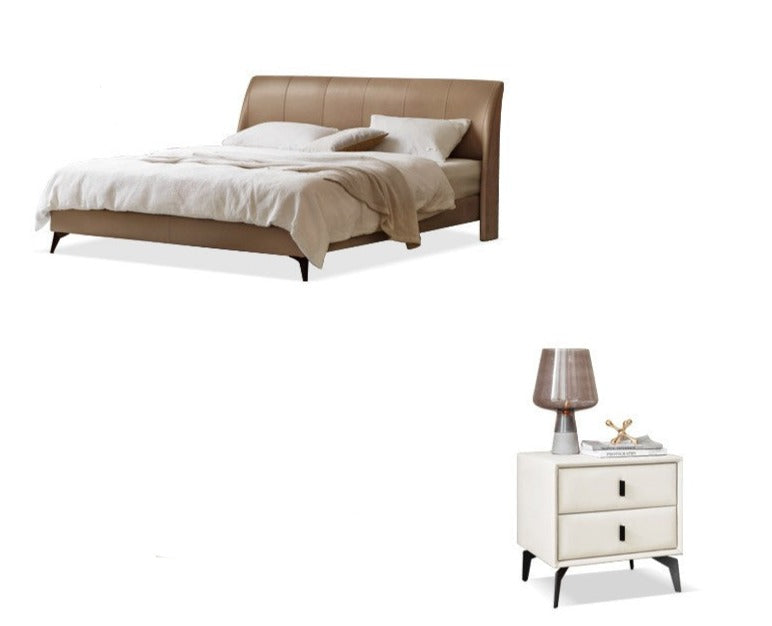 Yellow Cowhide Luxe Wood Bed