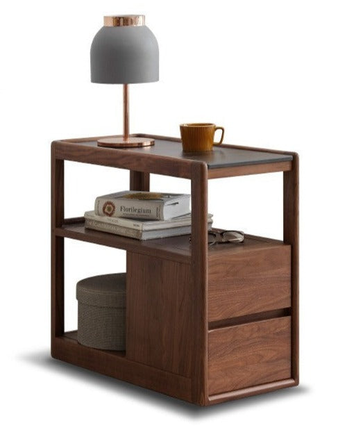 Black Walnut, Sandalwood With Slate Top Side Table