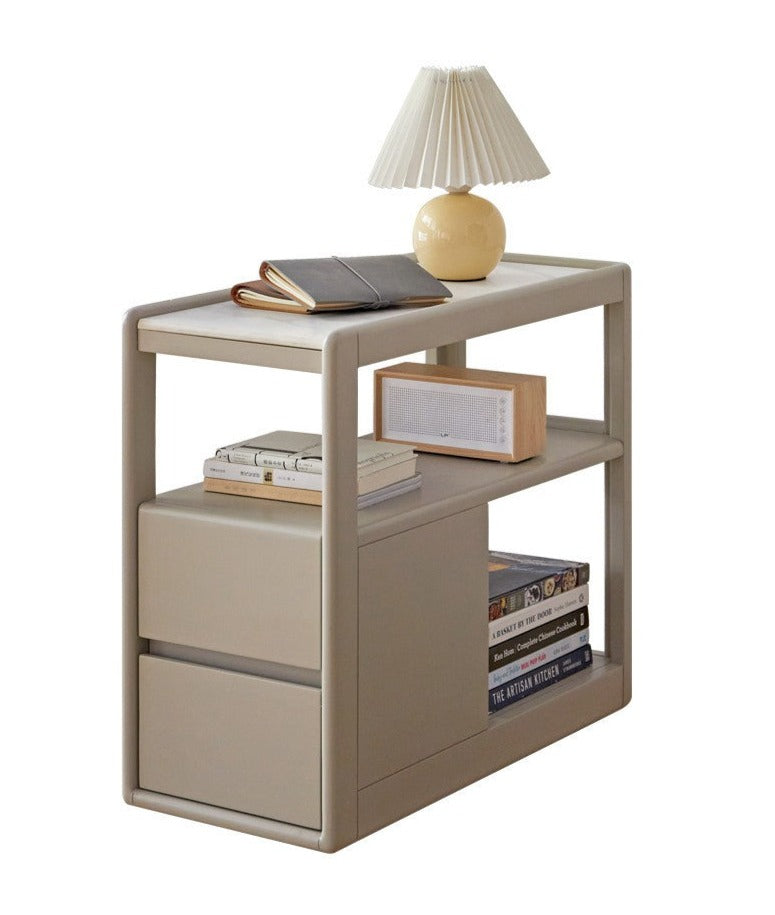Poplar Solid Wood Side Table With Rock Slab Top