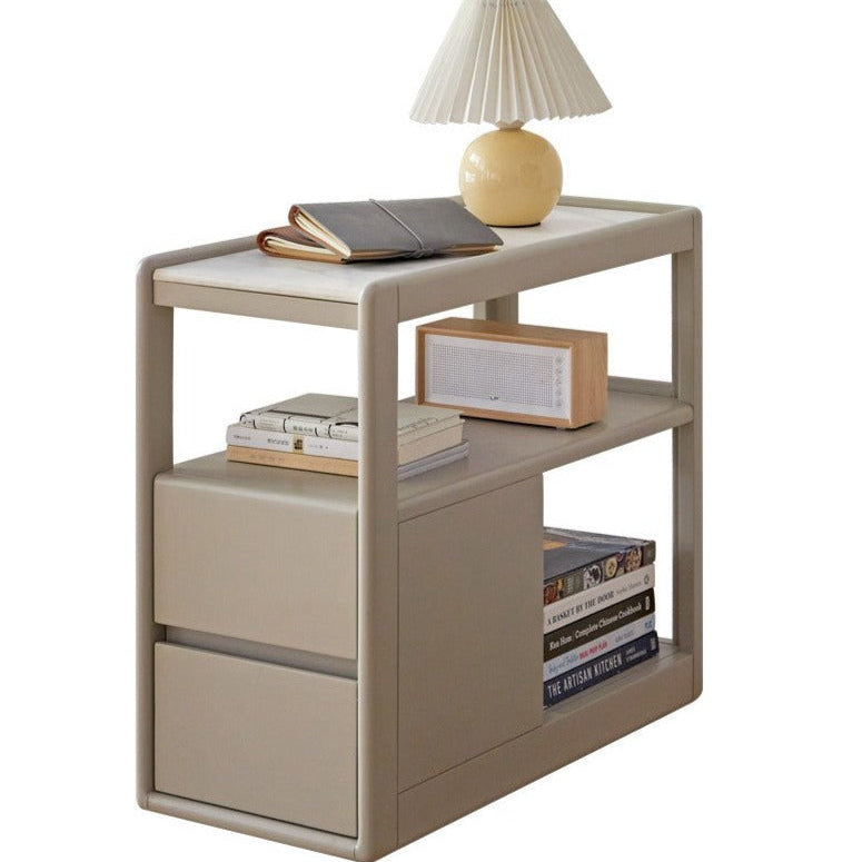 Poplar Solid Wood Side Table With Rock Slab Top