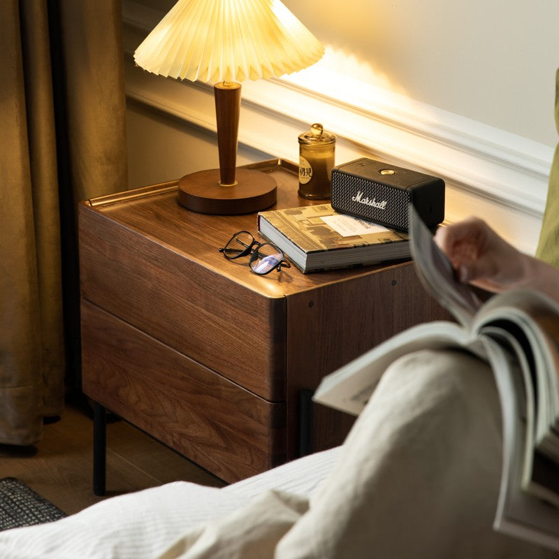 Black Walnut, Oak, South American Walnut Solid Wood Nightstand.