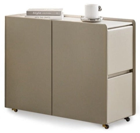 Poplar Solid Wood Side Table With Rock Slab Top