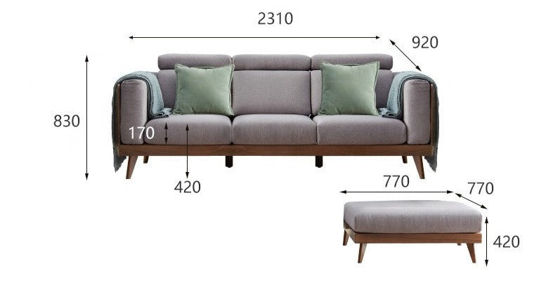 Sofa Black Walnut solid wood+
