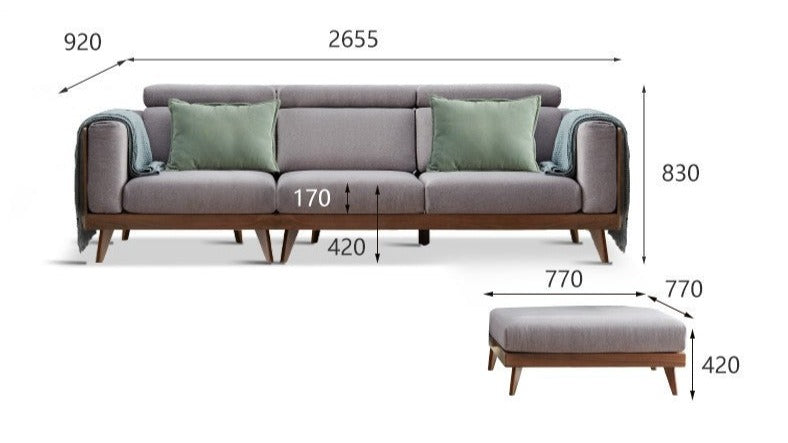 Sofa Black Walnut solid wood+