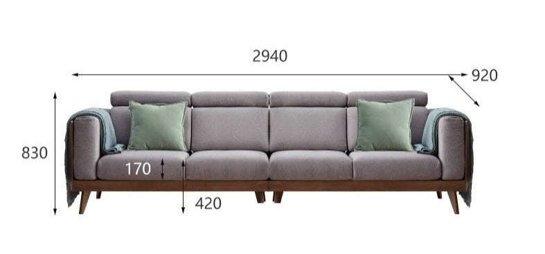 Sofa Black Walnut solid wood+
