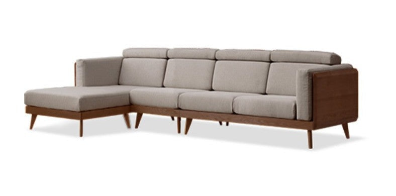 Black Walnut, Ash Solid Wood Adjustable Headrest Sofa.