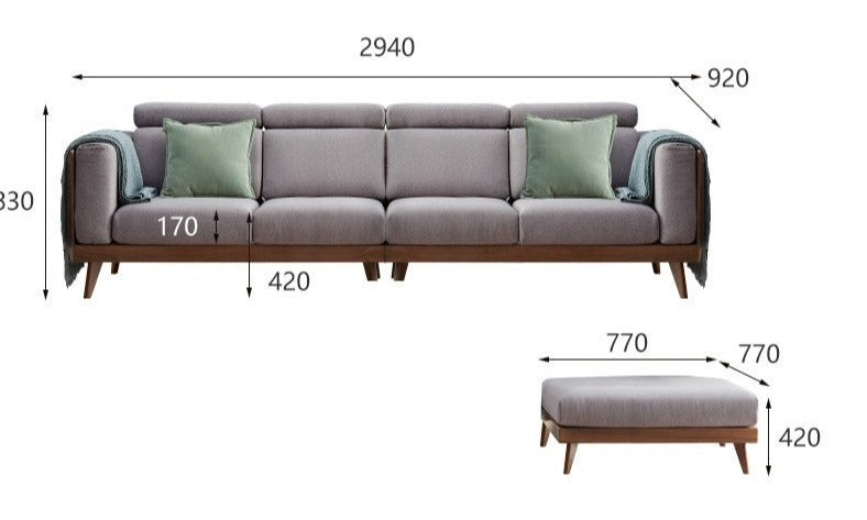 Sofa Black Walnut solid wood+