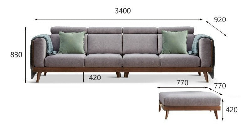 Sofa Black Walnut solid wood+