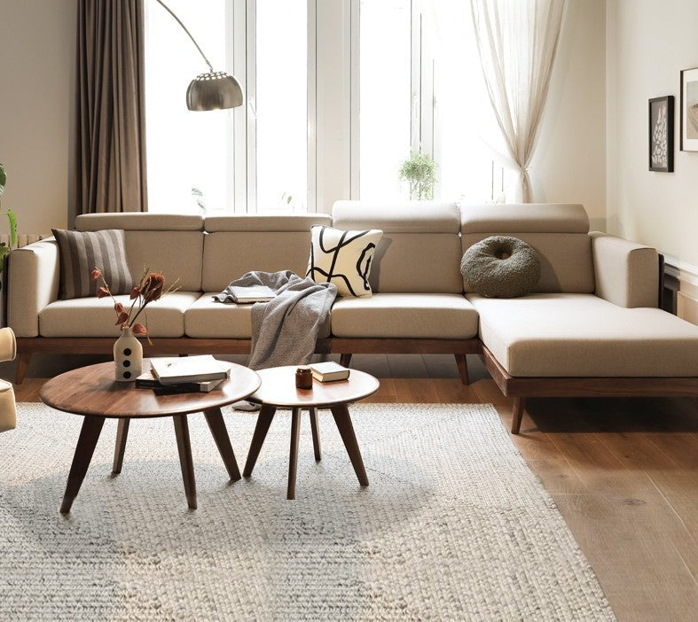 Black Walnut, Ash Solid Wood Adjustable Headrest Sofa.