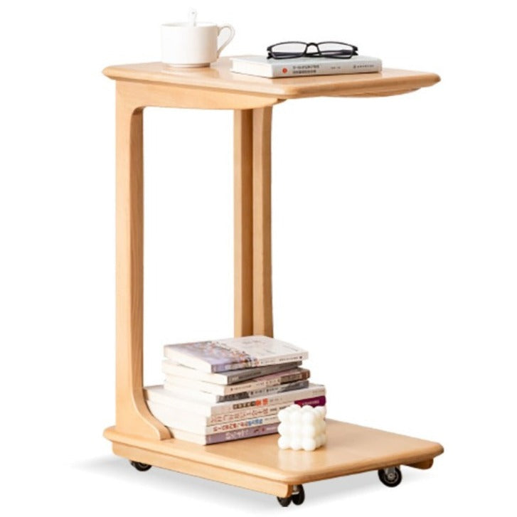 Cherry, Beech, Black Walnut, Solid Rubberwood Chic C-Shaped Side Table