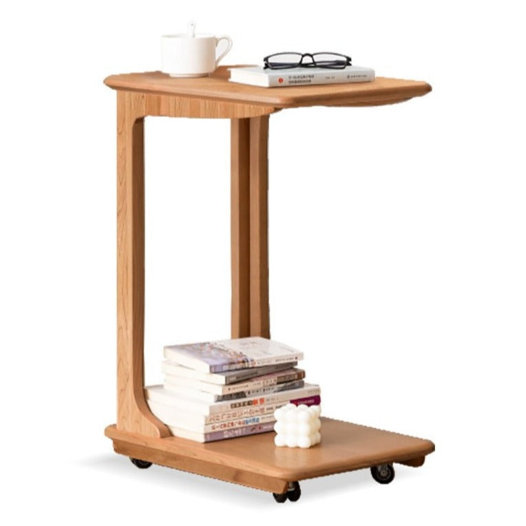 Cherry, Beech, Black Walnut, Solid Rubberwood Chic C-Shaped Side Table