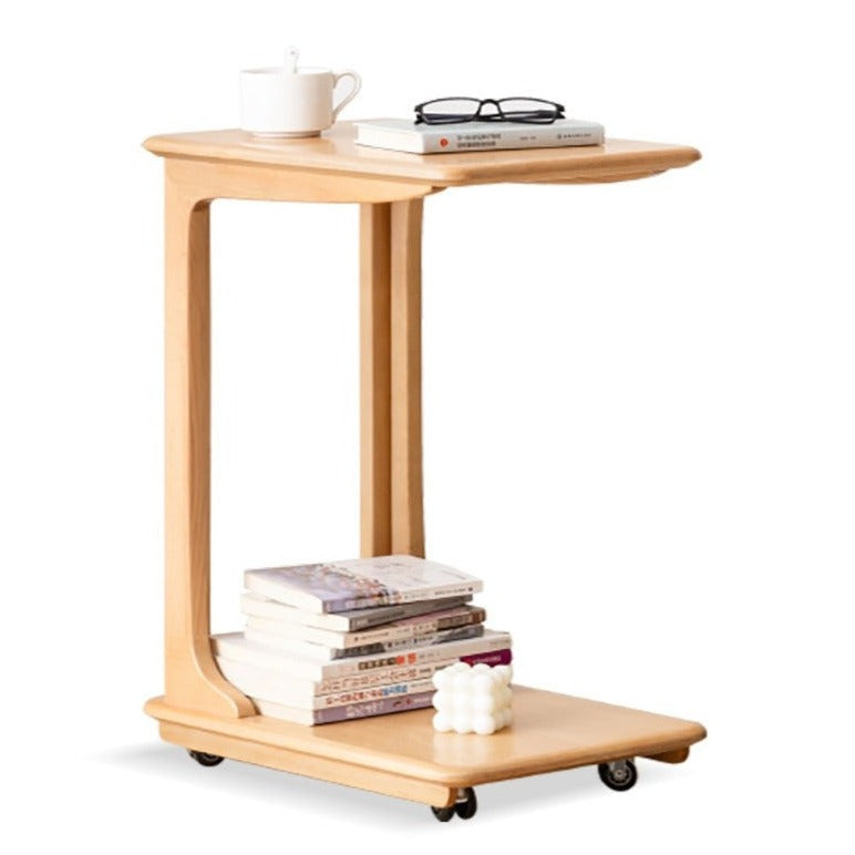 Cherry, Beech, Black Walnut, Solid Rubberwood Chic C-Shaped Side Table