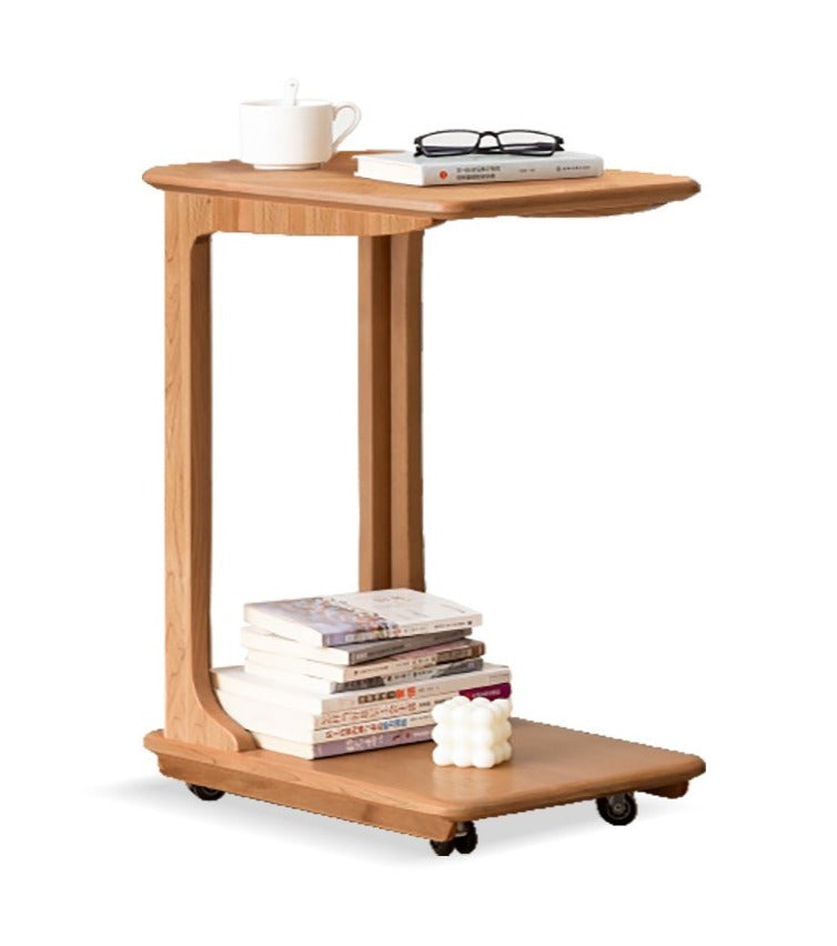 Cherry, Beech, Black Walnut, Solid Rubberwood Chic C-Shaped Side Table