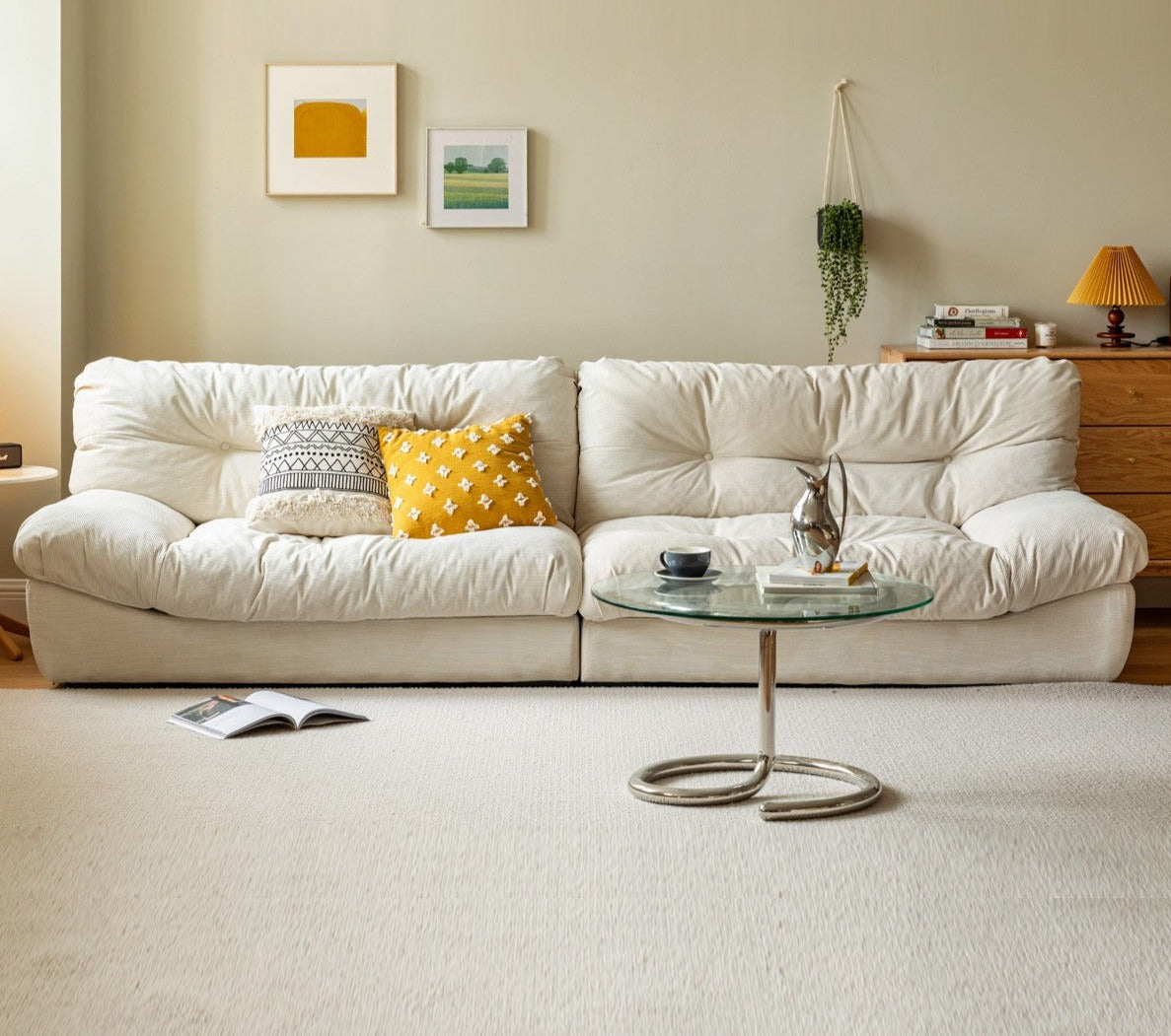 Fabric Italian Style Cloud Sofa With Russian Birch Wood Frame