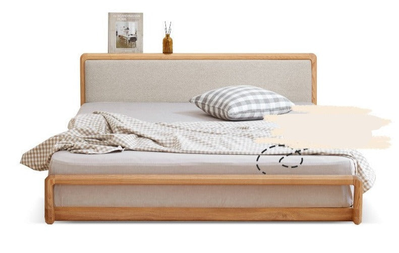 Ash Solid Wood Floor Bed Rattan