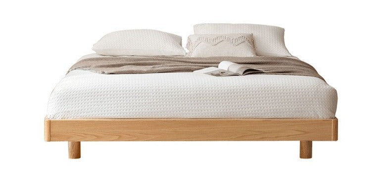 Oak solid wood Suspended platform bed, headboard-free bed with light