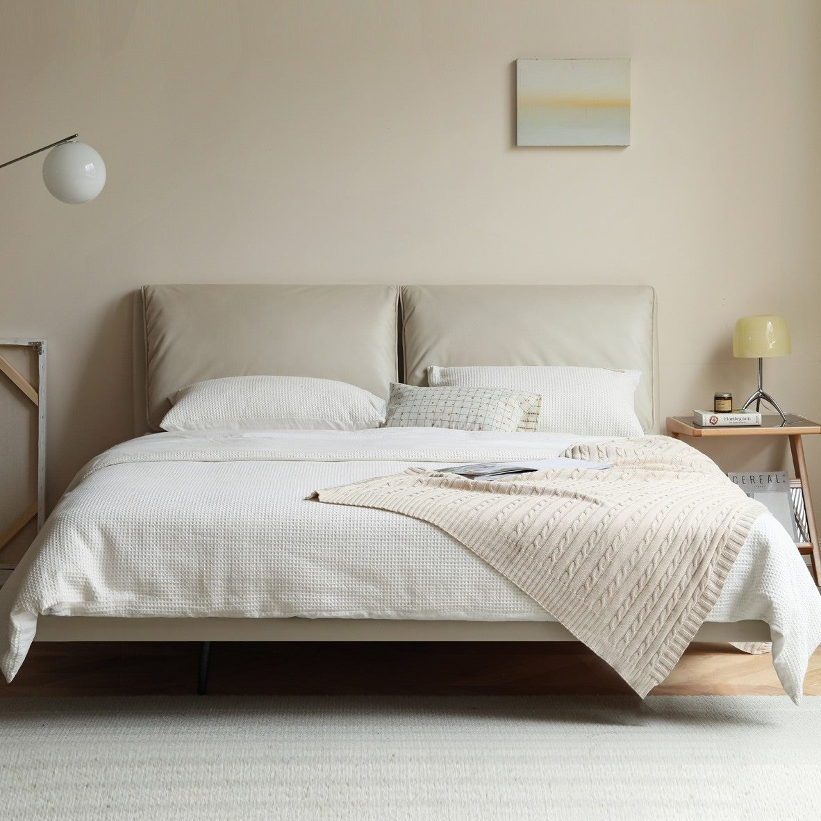 Suspension Technology Fabric Bed,Leather Bed with Light