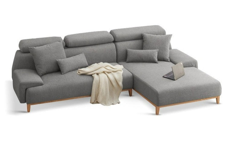 Fabric Modern Corner Sofa with High Back, Frame - Russian Larch