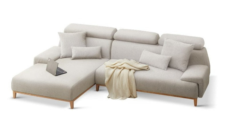 Fabric Modern Corner Sofa with High Back, Frame - Russian Larch