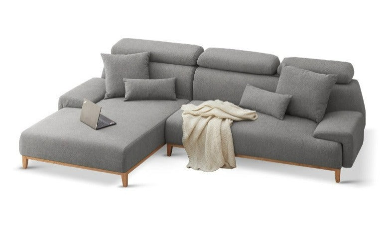 Fabric Modern Corner Sofa with High Back, Frame - Russian Larch