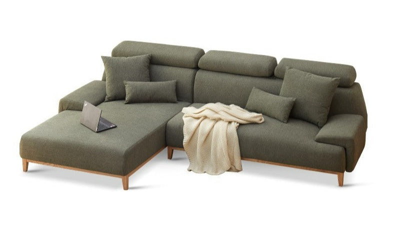 Fabric Modern Corner Sofa with High Back, Frame - Russian Larch