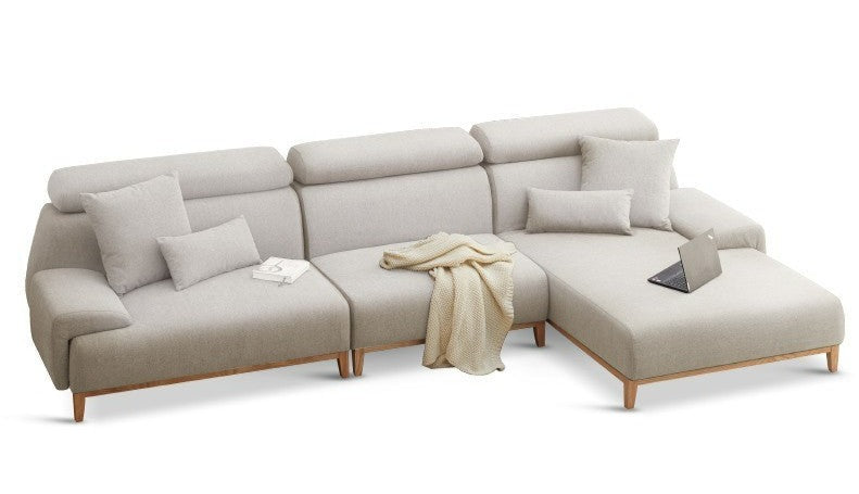Fabric Modern Corner Sofa with High Back, Frame - Russian Larch