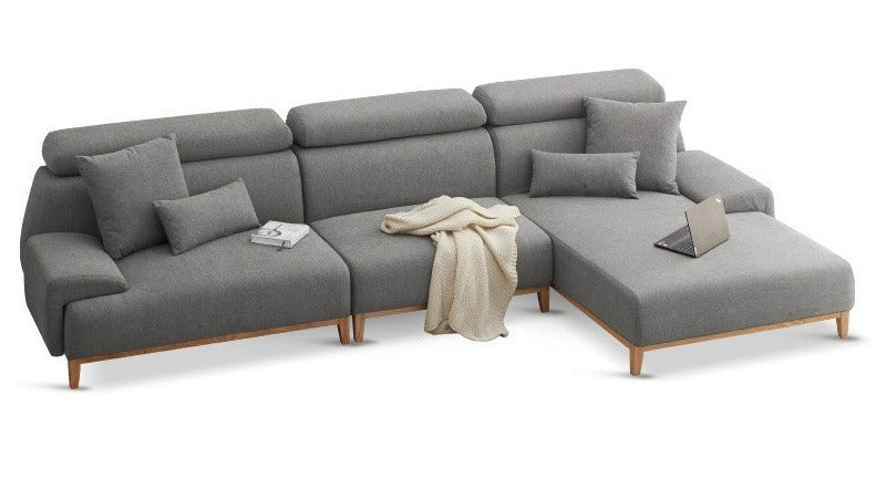 Fabric Modern Corner Sofa with High Back, Frame - Russian Larch