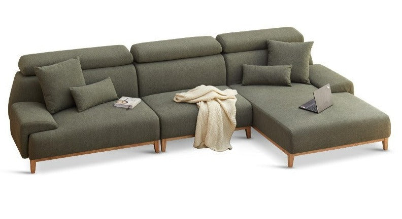 Fabric Modern Corner Sofa with High Back, Frame - Russian Larch