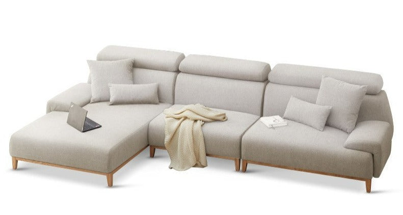 Fabric Modern Corner Sofa with High Back, Frame - Russian Larch