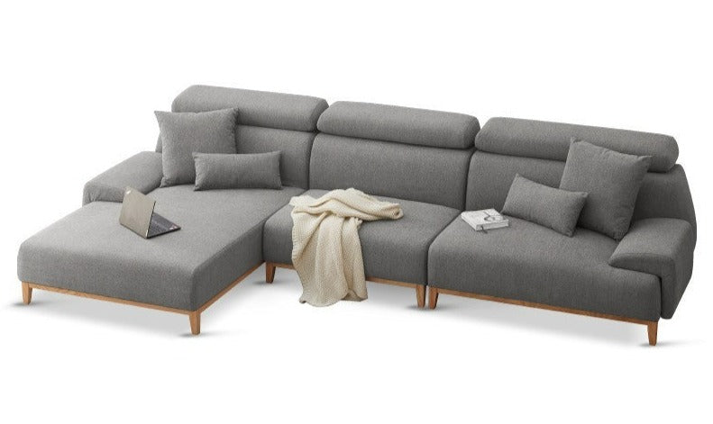 Fabric Modern Corner Sofa with High Back, Frame - Russian Larch
