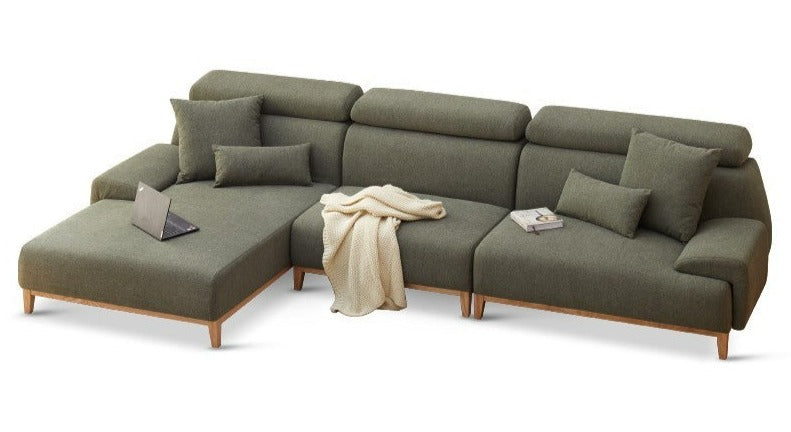Fabric Modern Corner Sofa with High Back, Frame - Russian Larch
