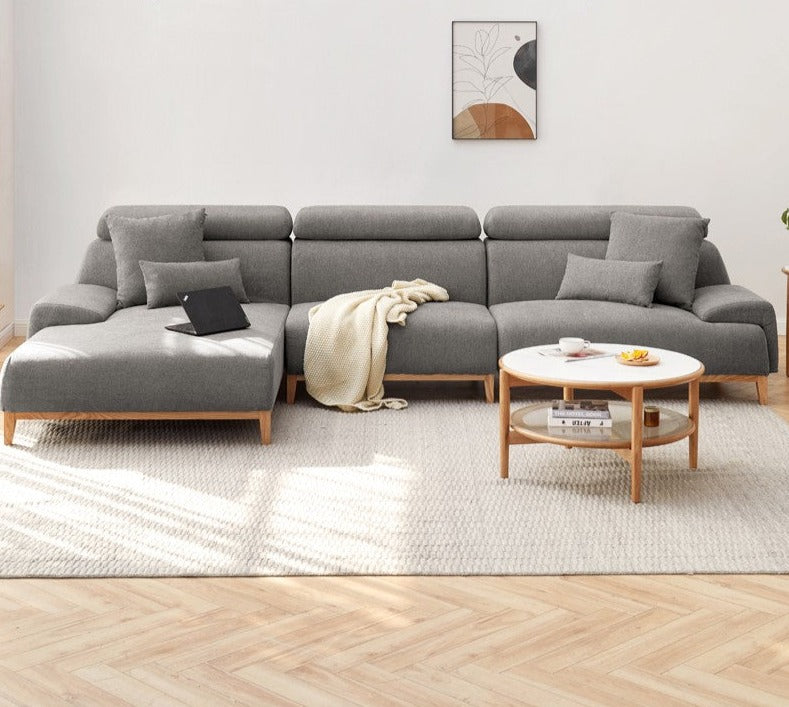 Fabric Modern Corner Sofa with High Back, Frame - Russian Larch