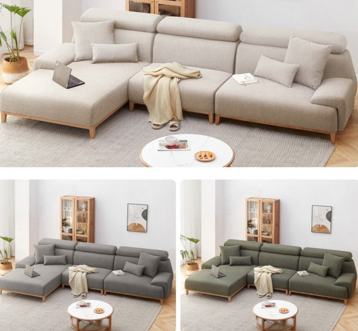 Fabric Modern Corner Sofa with High Back, Frame - Russian Larch