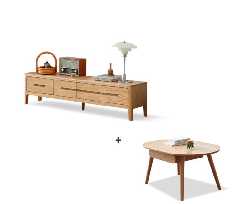 Four-drawer TV stand Oak solid wood"+