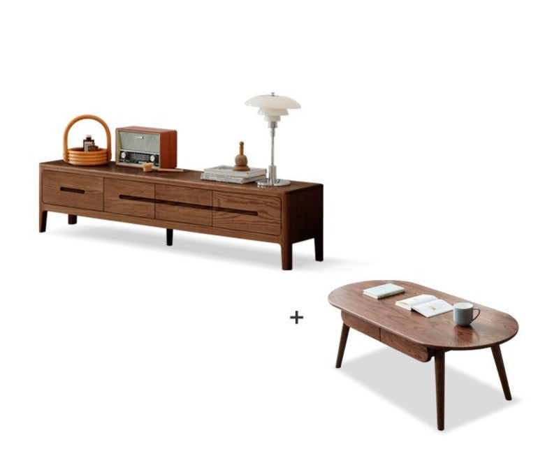 Four-drawer TV stand Oak solid wood"+