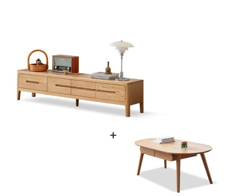 Four-drawer TV stand Oak solid wood"+