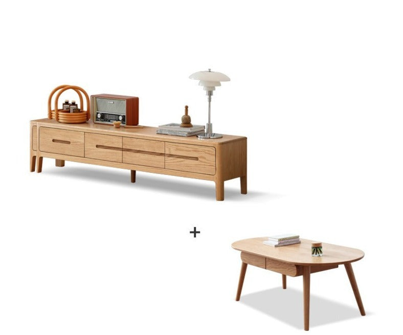 Four-drawer TV stand Oak solid wood"+