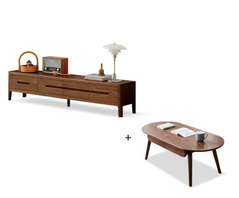 Four-drawer TV stand Oak solid wood"+