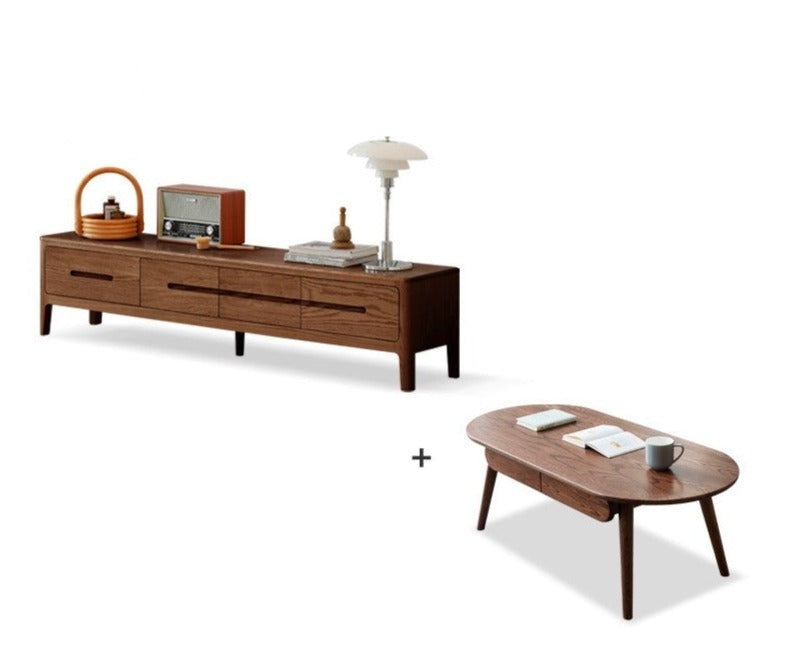 Four-drawer TV stand Oak solid wood"+