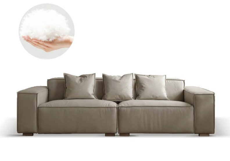 Luxury cow leather sofa, technical fabric sofa+
