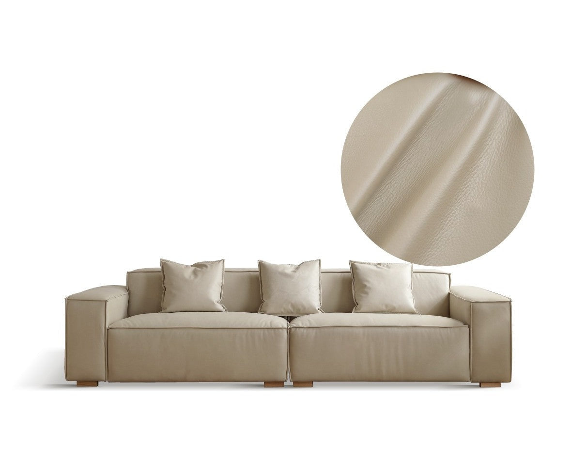 Luxury cow leather sofa, technical fabric sofa+