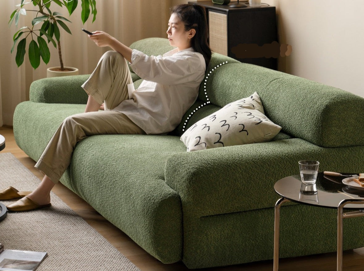 Velvet Three-seat Modular Fabric Sofa.