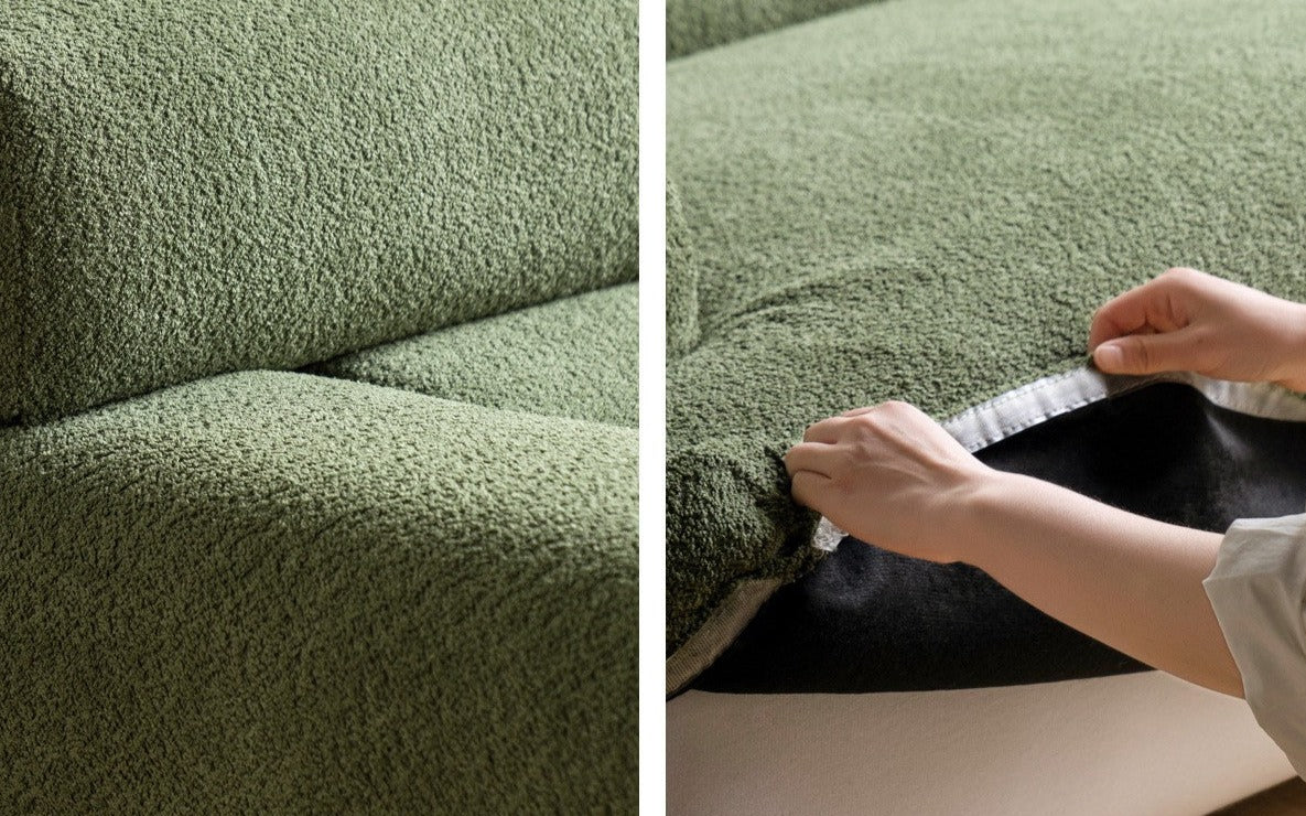 Velvet Three-seat Modular Fabric Sofa.
