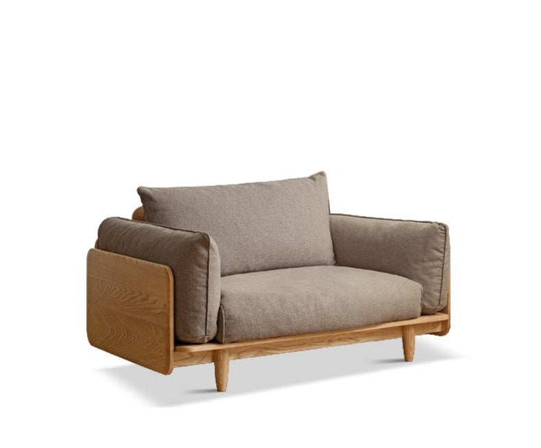 Oak solis wood sofa Genuine Leather , fabric"