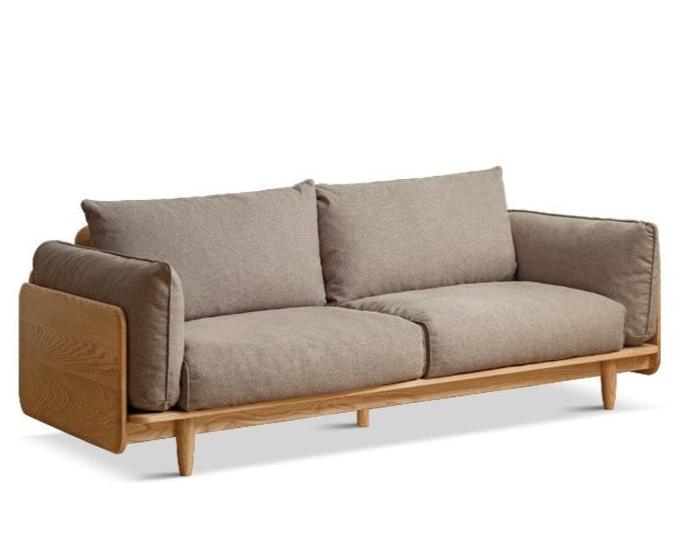 Oak, Ash Solid Wood Sofa Genuine Leather, Fabric.