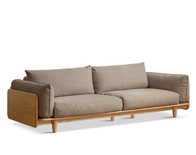 Oak, Ash Solid Wood Sofa Genuine Leather, Fabric.
